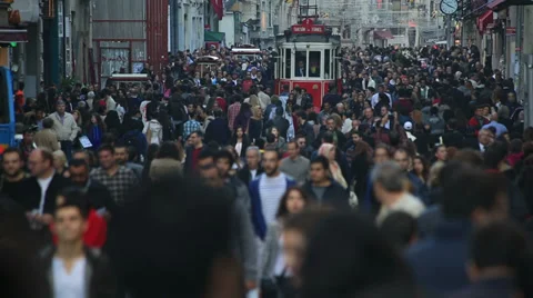 Time lapse tram and crowded people Stock Footage 32719951
