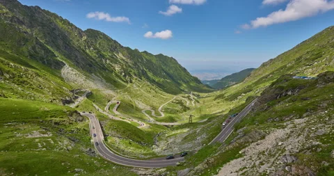 Time lapse of the Transfagarasan Mountain Road at early morning, Romania Stock Footage 264094679