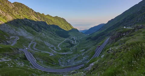 Time lapse of the Transfagarasan Mountain Road at early morning, Romania Stock Footage 264095876