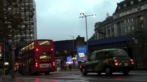 Time Lapse Transport traffic by Waterloo Station in London Stock Footage 45431791