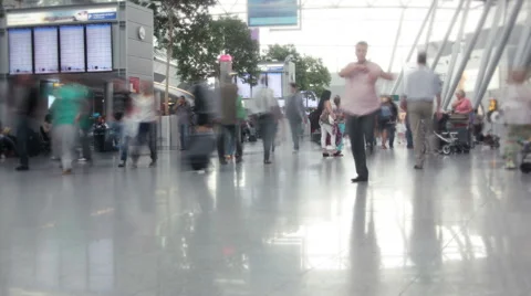 Time lapse of travellers moving through the airport Stock Footage 40830817