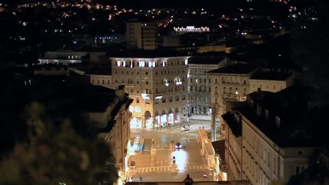 Time lapse of Triest with Young Lovers are kissing in a summer night Stock Footage