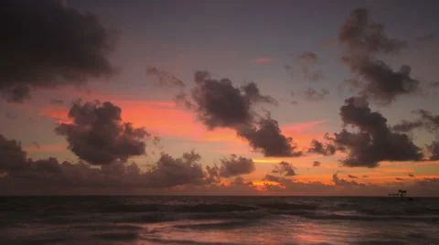 Time Lapse of a Tropical Beach Sunrise in Rivera Maya, Mexico. Stock Footage