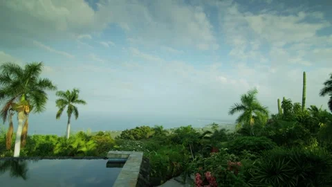 Time-Lapse of Tropical Infinity Pool and Ocean View Stock Footage 331623243