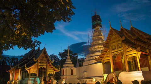 Time lapse twilight Pra Singha Temple Stock Footage 39787795