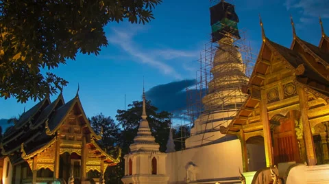Time lapse twilight  Pra Singha Temple Stock Footage 39788621