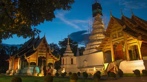 Time lapse twilight  Pra Singha Temple Stock Footage 39789746