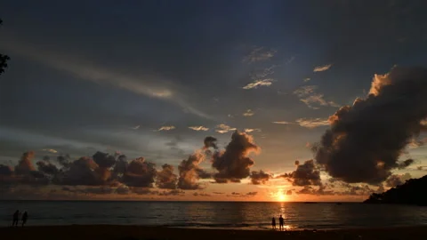 Time Lapse of twilight sky on sunset at Khao Lak Beach in Phang Nga Stock Footage 153151480