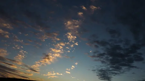 Time-Lapse of Twilight Sky Transitioning to Night with High-Altitude Clouds Stock Footage 318079362