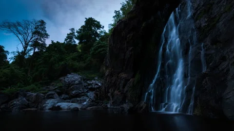 Time-lapse Twilight of Waterfall from Khlong Lan Natural Park Stock Footage 327066619