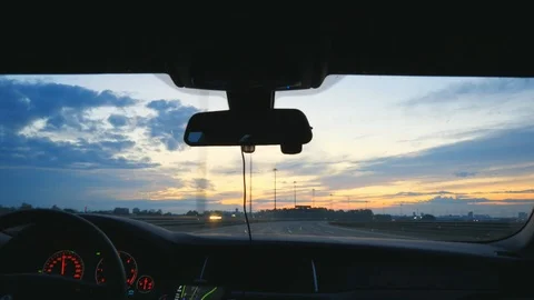 Time Lapse twilights view From Car driving on highway P1155685 Video stock 91947985