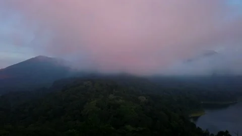 Time lapse of Twin lakes viewpoint. Running clouds blue sky, Bali Indonesia. Stock-Footage 141122512