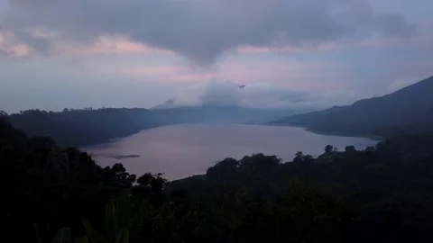 Time lapse of Twin lakes viewpoint. Running clouds blue sky, Bali Indonesia. Stock-Footage 141122532