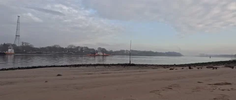 Time lapse of two ferries across the weser near bremen Stock Footage 226721735