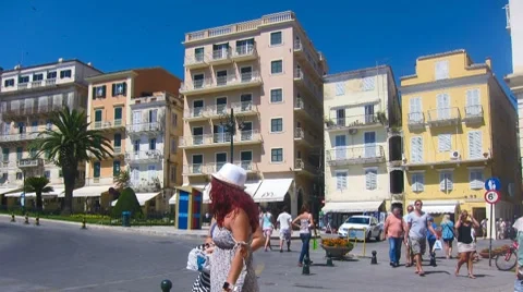 Time-lapse: typical buildings in old city, Kerkyra, Corfu island, Greece Stock Footage