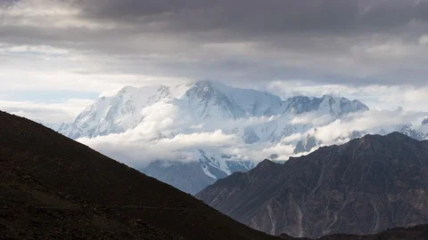 Time lapse of Ultar Sar mountain peak in Karakoram mountain, Pakistan Stock Footage 128278862