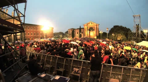 Time lapse Umbrella - Crowd at Concert 4k Stock Footage 24791490