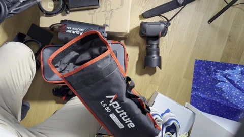 Time-Lapse Unboxing Aputure LS60 Softbox Stock Footage 306048683