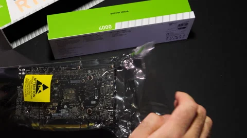 Time Lapse Unboxing Nvidia Quadro RTX 4000 GPU Stock Footage 310525008