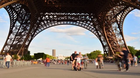 Time Lapse: Under the Eiffel Tower Stock Footage 80248154