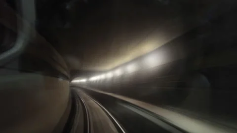Time lapse. An underground train going through a tunnel. Stock Footage 100575026