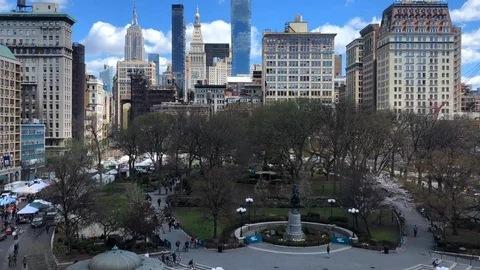 Time lapse of Union square in New York city on a sunny day Video stock 108360043