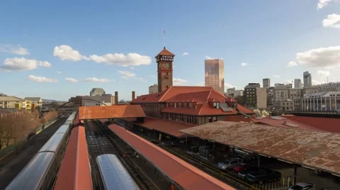 Time lapse of in Union Station Downtown Portland Oregon 4k UHD Stock Footage
