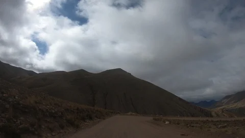 Time lapse of unpaved road at steep serpentine track. Iruya Video stock 103501870