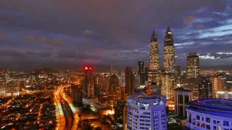 Time lapse urban scene day to night of capital city from aerial view Stock Footage 60118092