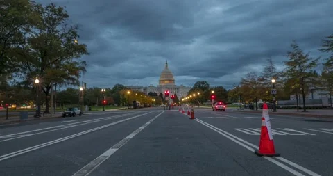 Time-lapse of the U.S. Capitol at night Stock Footage 141870244