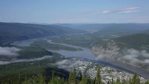 Time lapse of a valley with a river. Видео 69204333