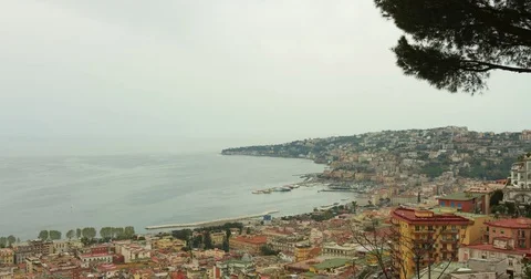 Time lapse of the vast skyline in Naples, Italy. Stock Footage 72997279