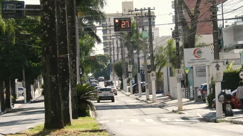 Time lapse of vehicle and pedestrian movement on the sidewalk Stock Footage 138676341