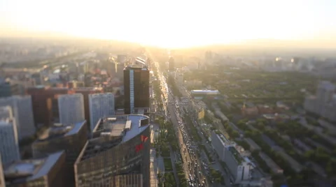 Time Lapse: Vehicles driving on a main avenue is taken using a tilt shift lens Stock Footage 41458949