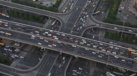 Time Lapse of vehicles driving through a bridge in Beijing Stock Footage 41458862