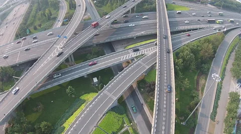 Time Lapse: Vehicles driving through the Sihui Bridge in Beijing Stock Footage 42404179