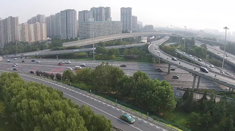 Time Lapse: Vehicles driving through the Sihui Bridge in Beijing Stock Footage 42410167