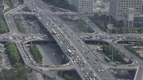 Time Lapse of vehicles driving through Beijing's CBD Stock Footage 51140182