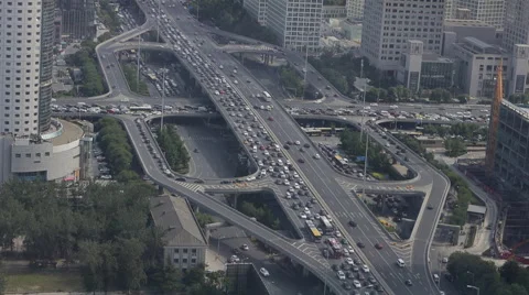 Time Lapse of vehicles driving through Beijing's CBD Stock Footage 51140774