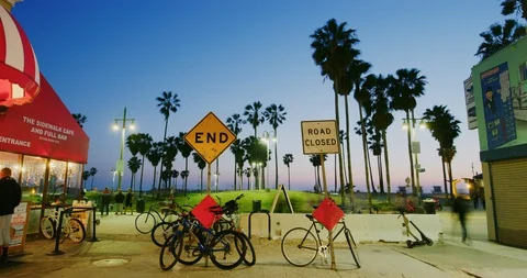 Time lapse of Venice Beach during sunset time in California. Stock Footage 115092105