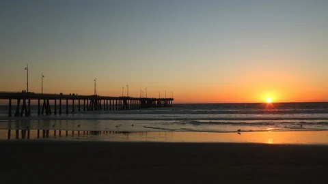 Time lapse venice beach sunset 4K Stock Footage 108688845