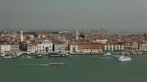 Time Lapse of Venice, Italy Aerial View of Grand Canal, San Marco Tower Stock Footage