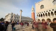 Time-Lapse In Venice Of People In San Marco Square, Italy, Europe Stock Footage