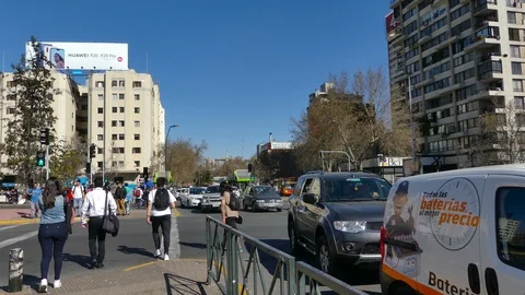 Time lapse of the very dense, busy intersection of Vicuna Mackenna Stock Footage 97465660