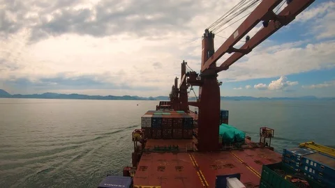 Time lapse of vessel passing Kanmon Suspension Bridge,Hatsu, Japan Stock Footage 115819964
