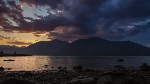 Time lapse of vibrant cloudy sunset Stock Footage 49214021