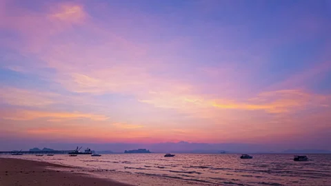 Time lapse Vibrant Sunset Colors on Tropical Beach Stock Footage 340386091