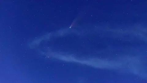 Time lapse video 4K, Comet C/2020 F3 (NEOWISE) at night among the stars. Stock Footage 136039504