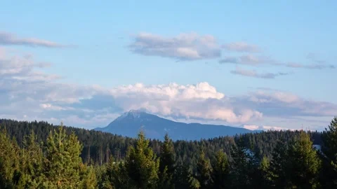 Time Lapse video 4K. Mountain Velky Choc with fluffy clouds sky, Slovakia. Stock Footage 275570616