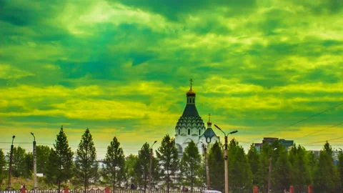 Time lapse Video 4k video church in the sky with clouds Stock Footage 181897190